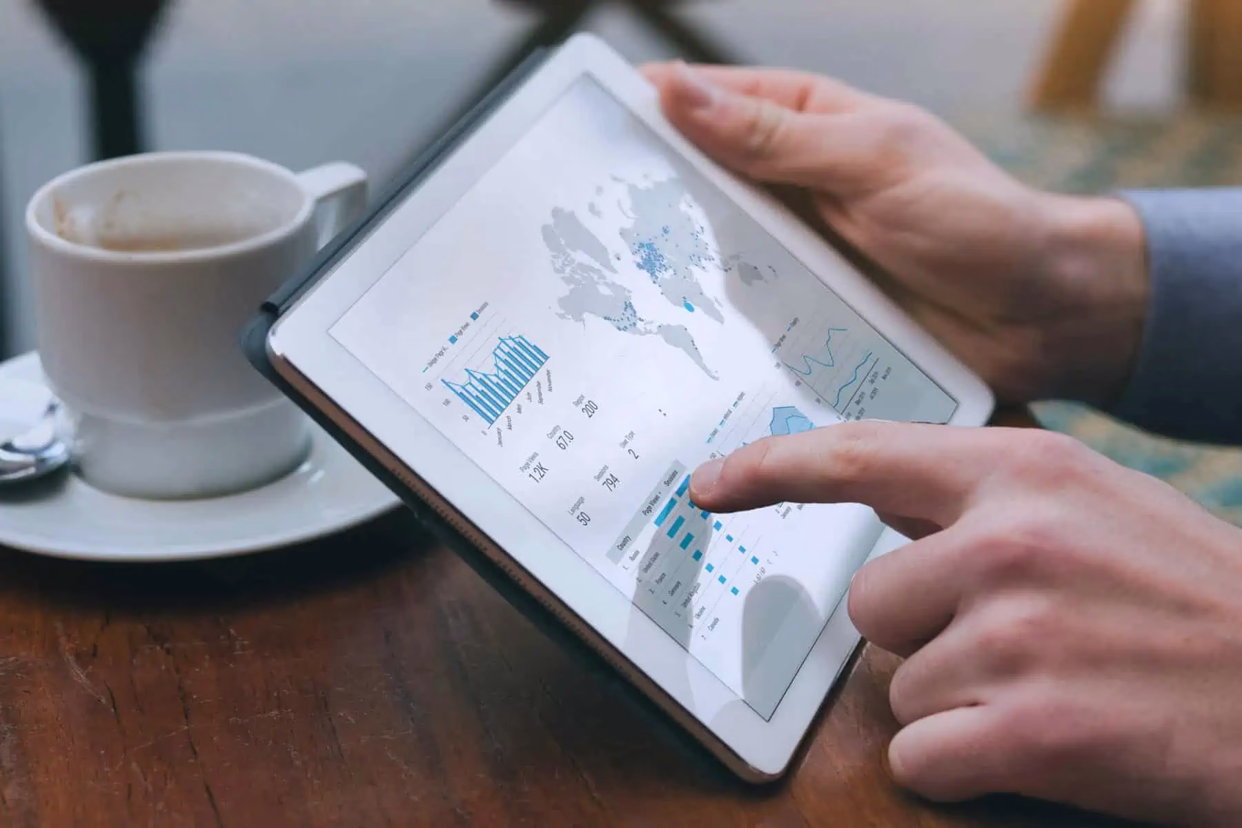 Analytics dashboard on a digital tablet
